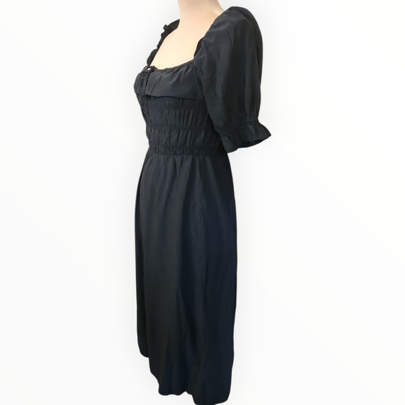 LULUS Nahanni Black Puff Sleeve Smocked Midi Dress - Size M - Picture 9 of 16